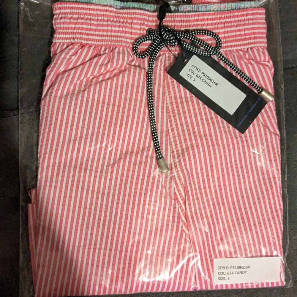 Patrick Assaraf Striped Seersucker Swim Short size S